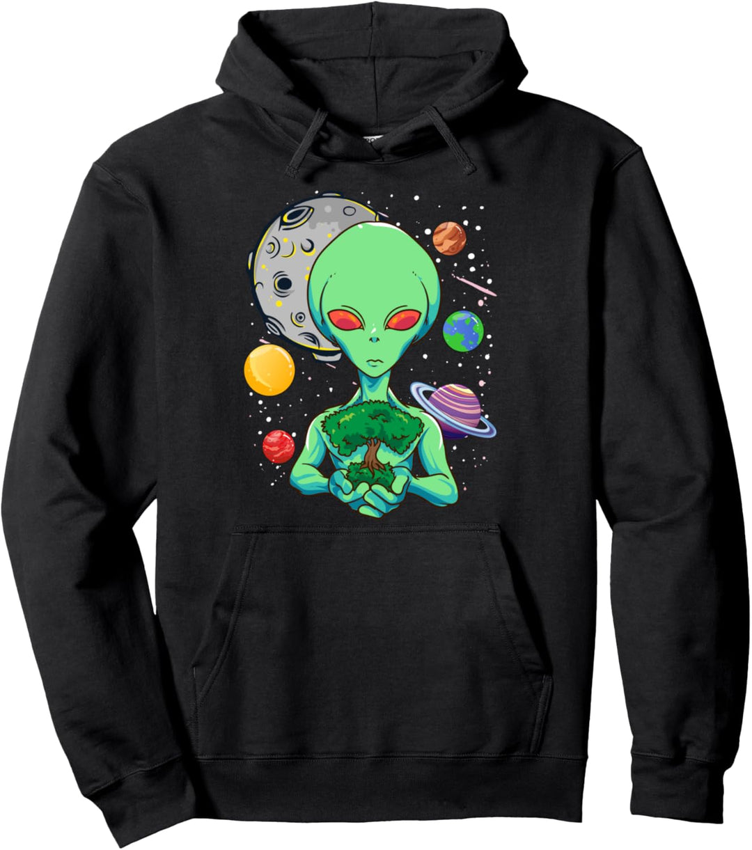 Space Day Celebration Cosmic Alien Tree Of Life Earth Day Pullover Hoodie