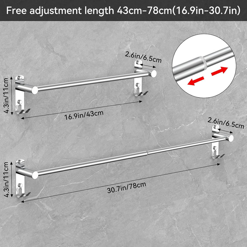 Handtuchhalter Ausziehbar 43-78CM Edelstahl Ohne Bohren Handtuchstange Wand Wandregal Geeignet für B