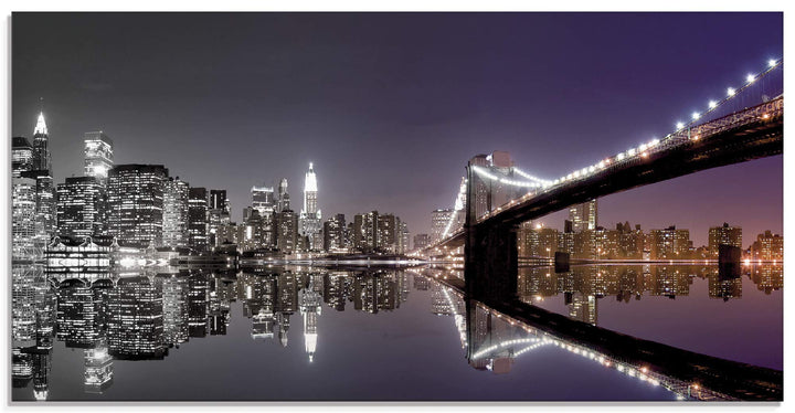 ARTland Glasbilder Wandbild Glas Bild einteilig 100x50 cm Querformat USA New York Skyline Nacht Städ