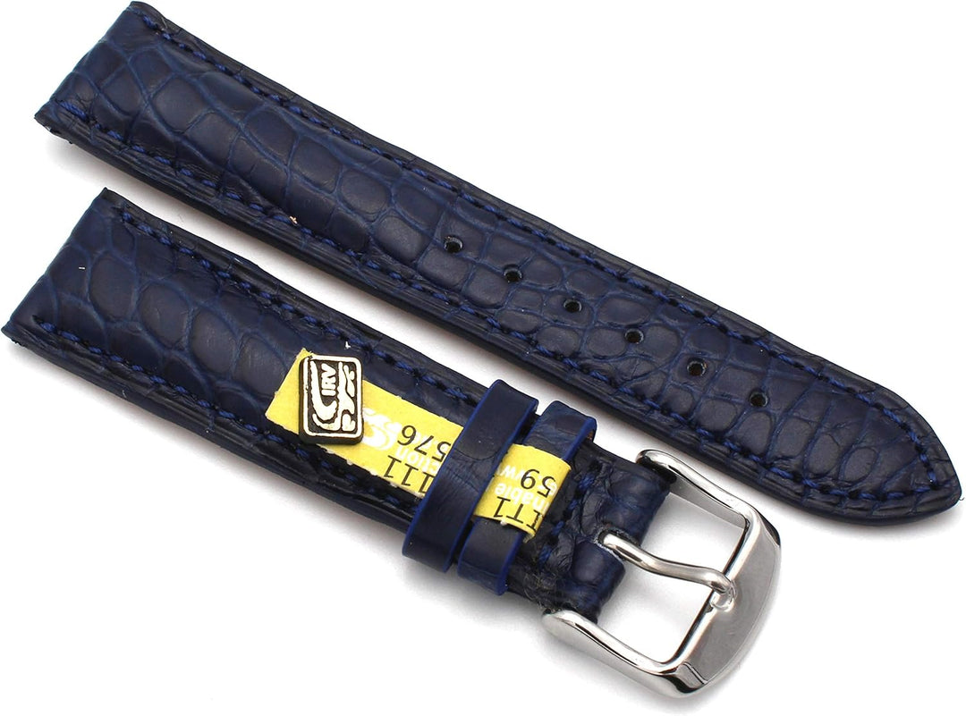 20mm XS Damenlänge Echt Alligator Vintage hangemacht in Deutschland Uhrenarmband Blau