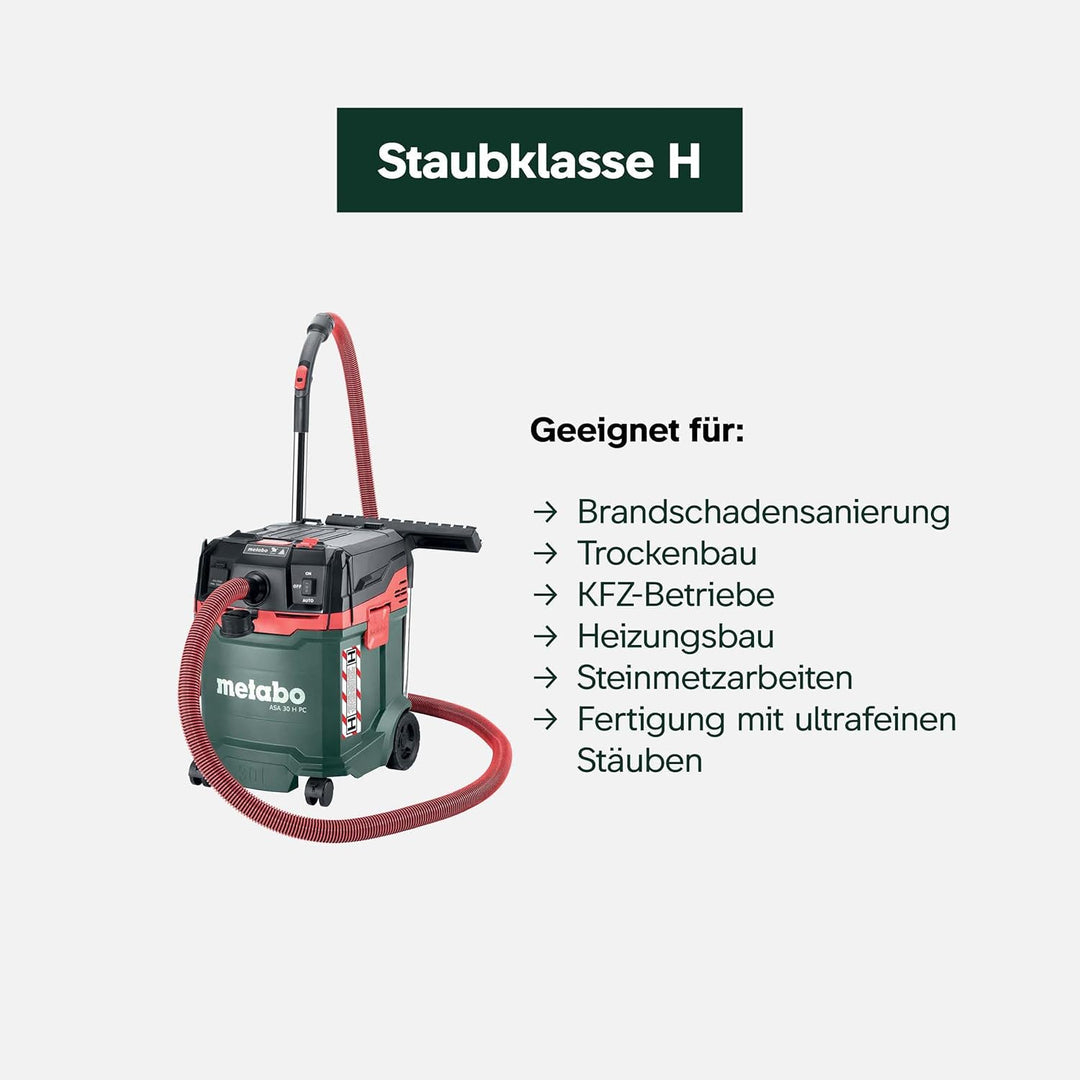 Metabo ASA 30 H PC Allessauger – 602088000 – Nass-/Trockensauger mit integrierter Filterabreinigung