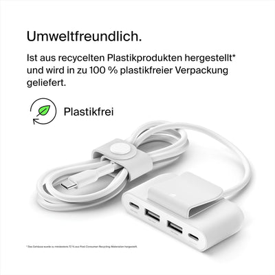 Belkin 4-Port USB-Splitter mit 2-m-Kabel, 2 USB-C- und 2 USB-A-Ports, USB-Adapter mit 30 W Leistung,