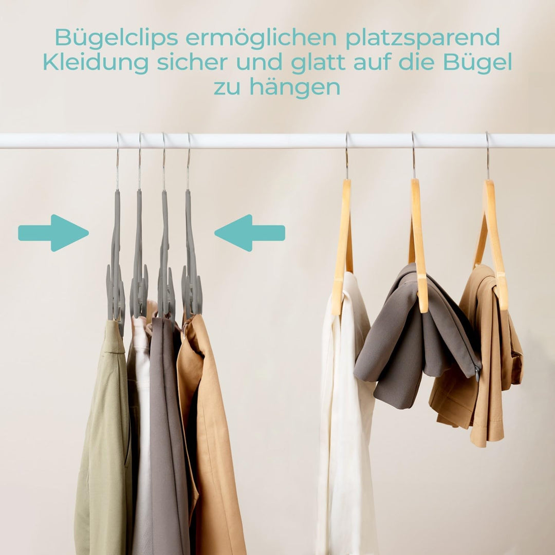 Blumtal Kleiderbügel 30 Stück Mit Clips - 360° Drehbar, Platzsparend, Rutschfest - Mit Klammern für