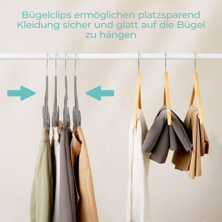 Blumtal Kleiderbügel 30 Stück Mit Clips - 360° Drehbar, Platzsparend, Rutschfest - Mit Klammern für