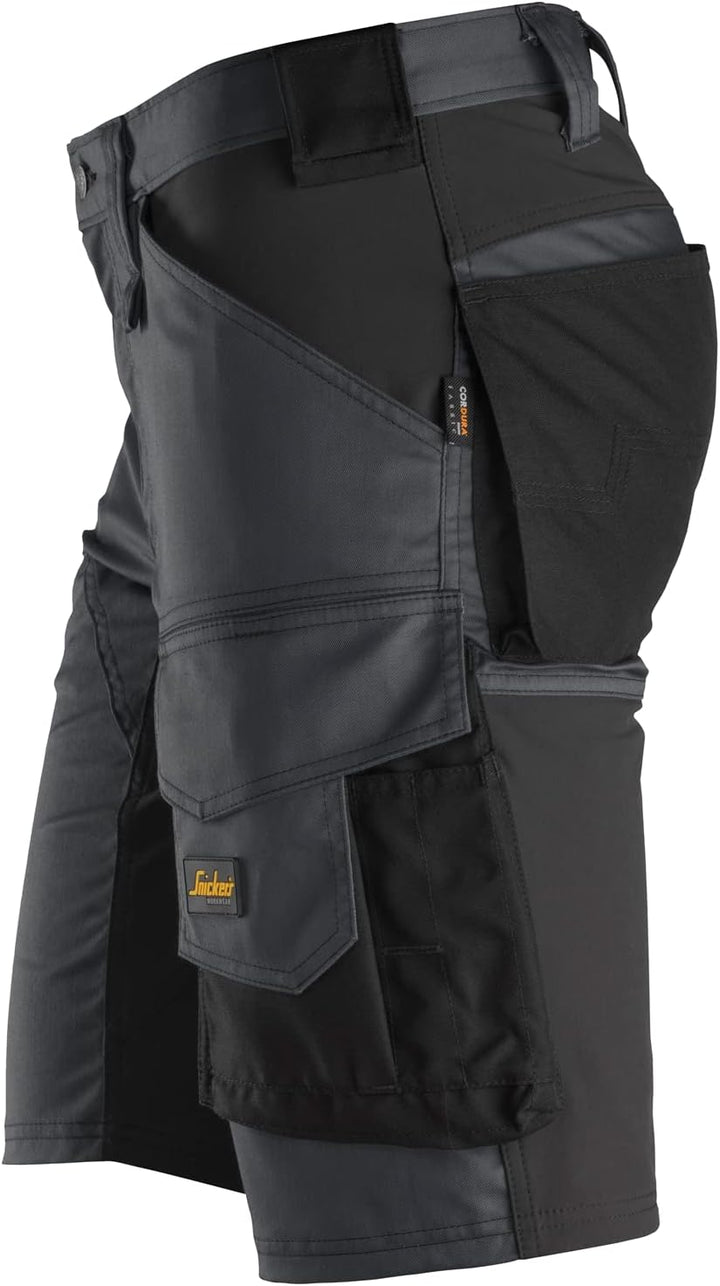 Snickers Workwear AllroundWork Stretch-Shorts, Stahlgrau, Schwarz, Grösse 48