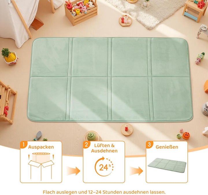 BYBYME 3cm Dicke Faltbare Krabbelmatte Baby, 80x150cm Spielmatte mit Rutschfester Unterseite, Weiche