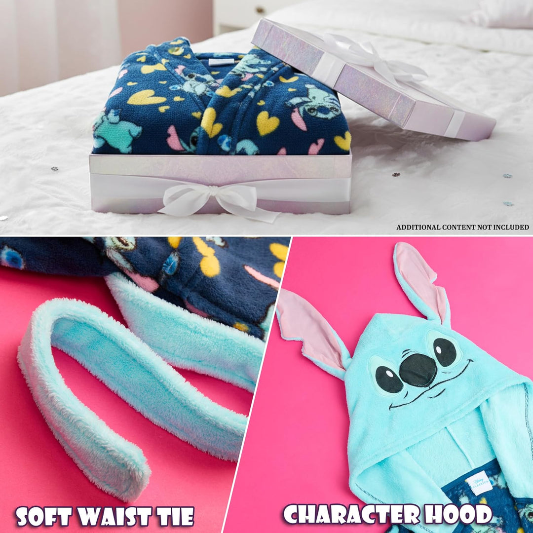 Get Trend Bademantel Mädchen, Flauschig mit Prints von Stitch und Angel, Barbie, Disney Prinzessinne