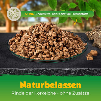 Kork-Deko 10 Liter Korkgranulat/Terrariensubstrat, subtropisch (2-4 mm) Korkschrot aus geschroteter