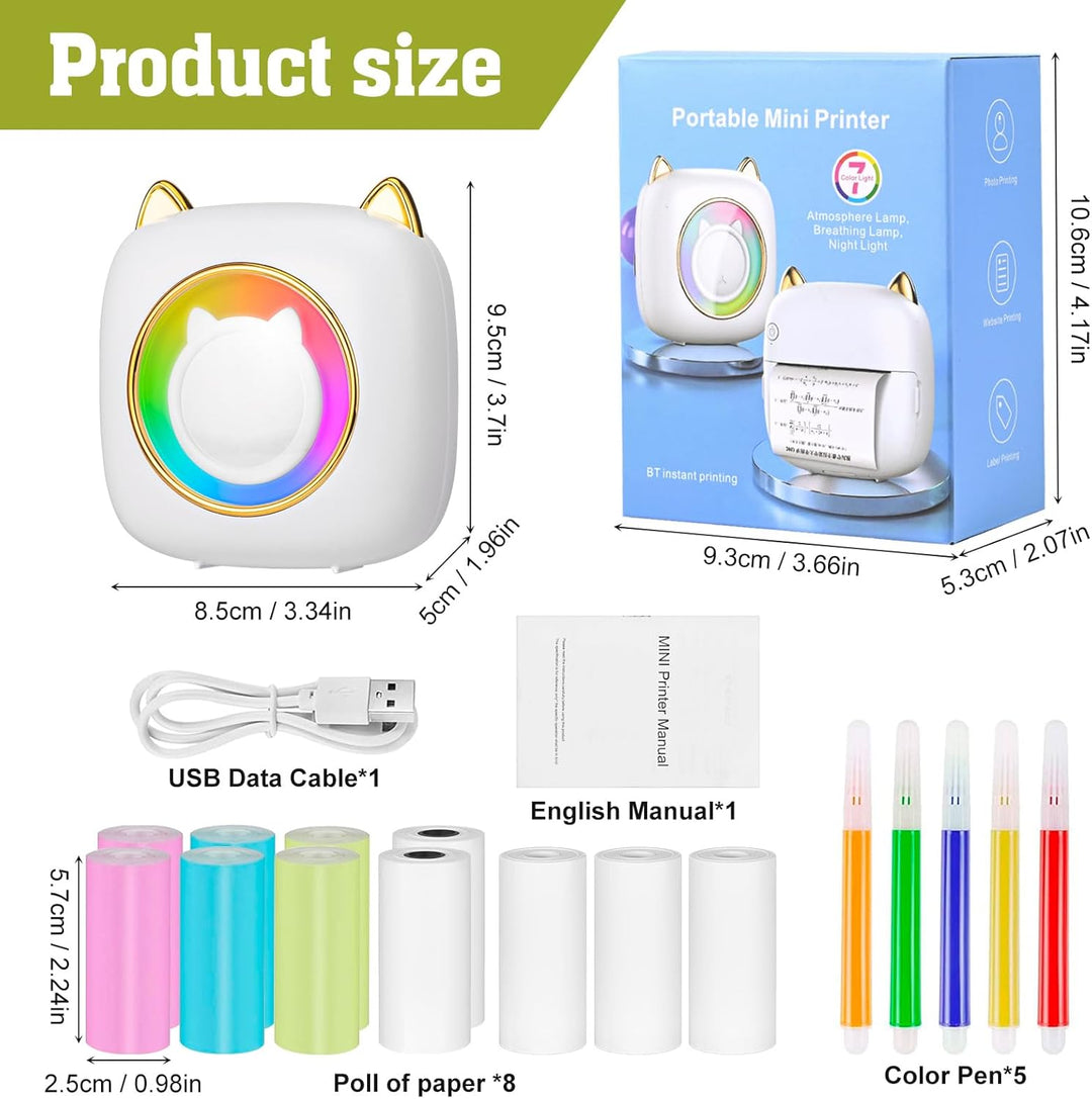 Mini Drucker Tragbarer Wireless Fotodrucker Thermodrucker Mini Fotodrucker für Smartphone Sticker Dr