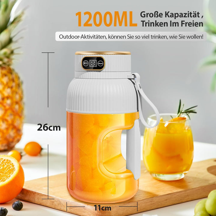 【Upgraded】Fine Life Pro Tragbarer Mixer & Smoothie Maker, 1200ML Becher mit Auslaufsicherem Deckel &