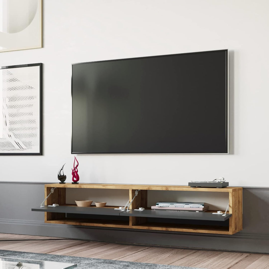 [en.casa] TV Board Laitila TV Schrank mit 2 Ablagen 2 Schranktüren Lowboard Fernsehtisch 140 x 31,5