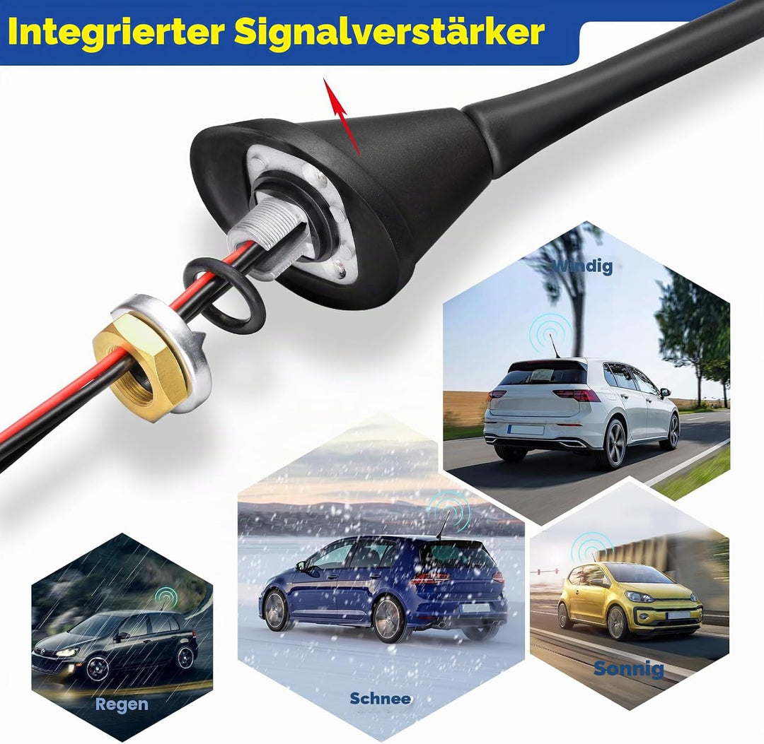 Eightwood DAB Antenne Autoantenne Splitter Verstärker SMB auf DIN-Anschluss Universal Dach DAB Anten