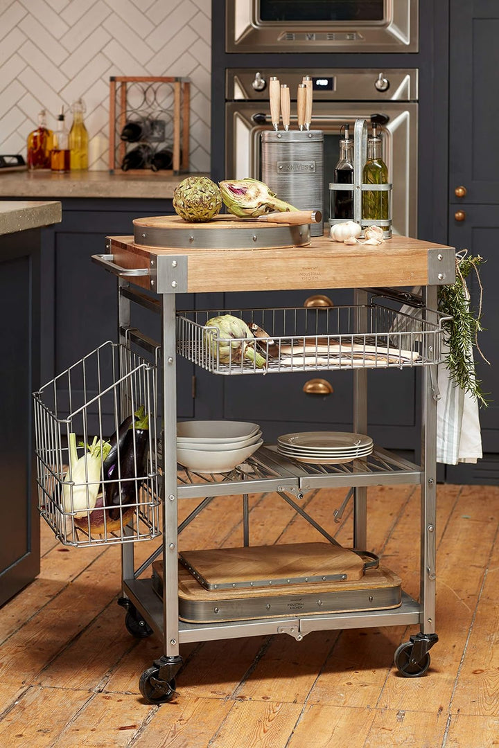 KitchenCraft Schneidebrett Industrial Kitchen 36 x 5 cm, Holz, Beige/grau, 30 x 18 x 18 cm Rund, Run