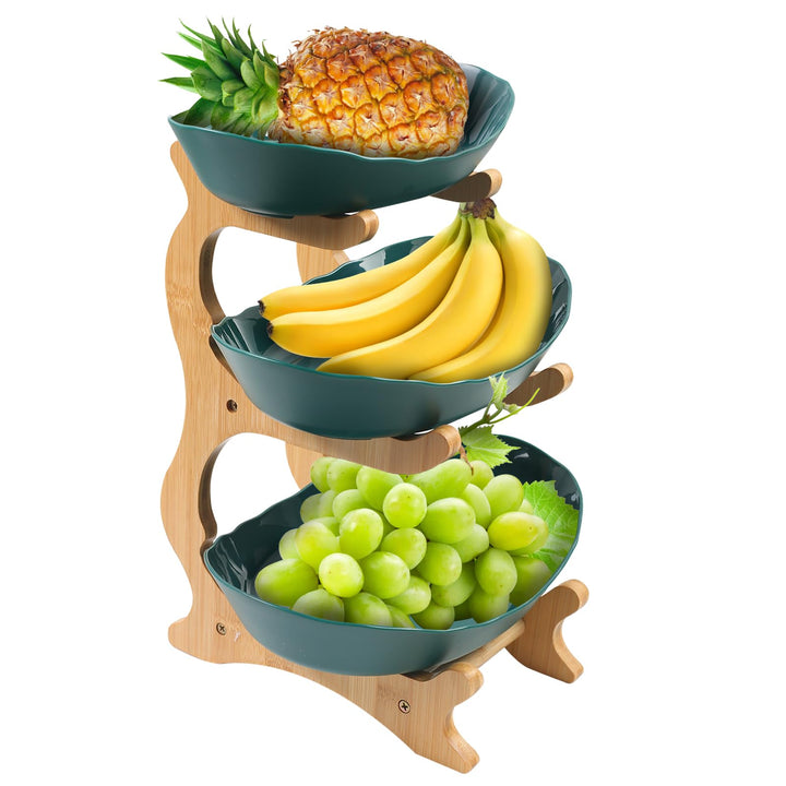 Obst Etagere mit 3 Etagen, Dunkelgrün Obstschalenständer 3 Stöckig Obstschale, Stabil &amp; Ohne zu Zitt