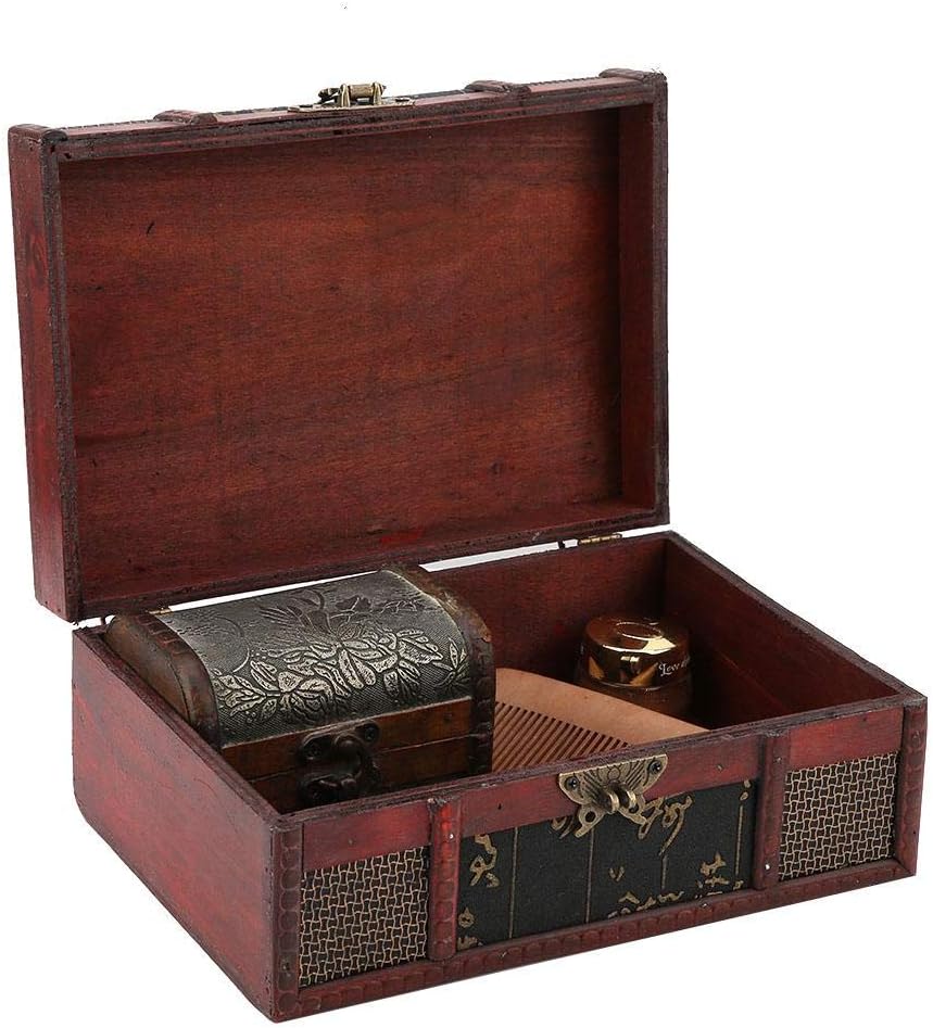 Aufbewahrungsbox aus Holz im Vintage-Stil Grösse Buch Schmuck Organizer Dekorative Schatzbox Altmodi