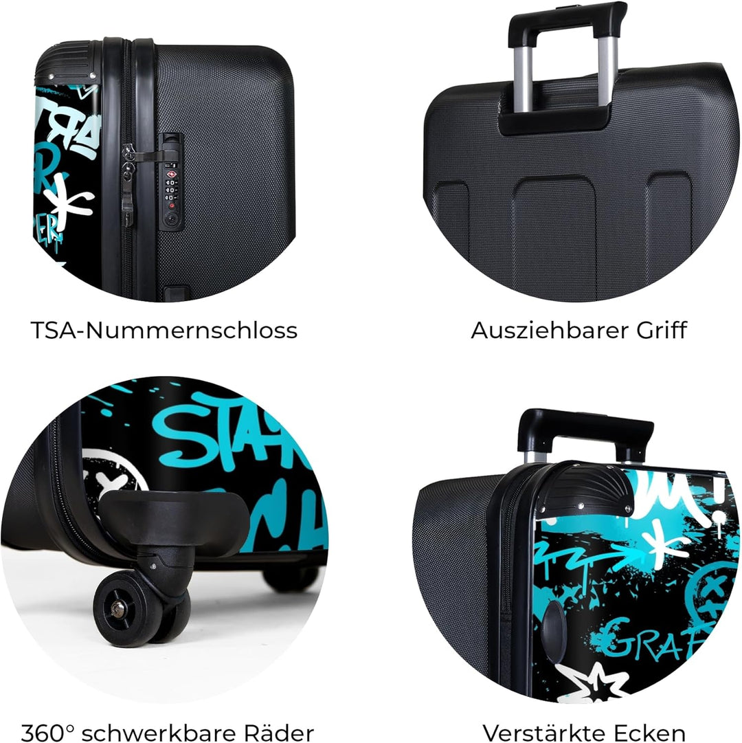 NoBoringSuitcases.com® Koffer XL Gross 77x51.5x28 cm Hartschale Reisekoffer 4 Rollen Leicht Koffer T