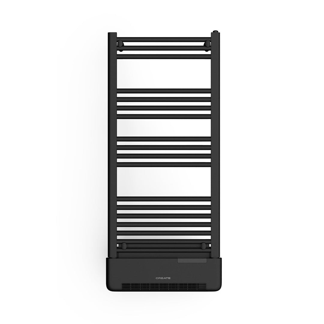 CREATE / WARM Towel Advance/Elektrischer Heizkörper mit Handtuchwärmer und WLAN, Schwarz / 51,5x11x1