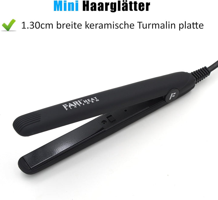 FARI Reisen Mini Haar Haarglätter, Keramik Turmalin Haar Glätteisen Mit Reisetasche, Automatischen U