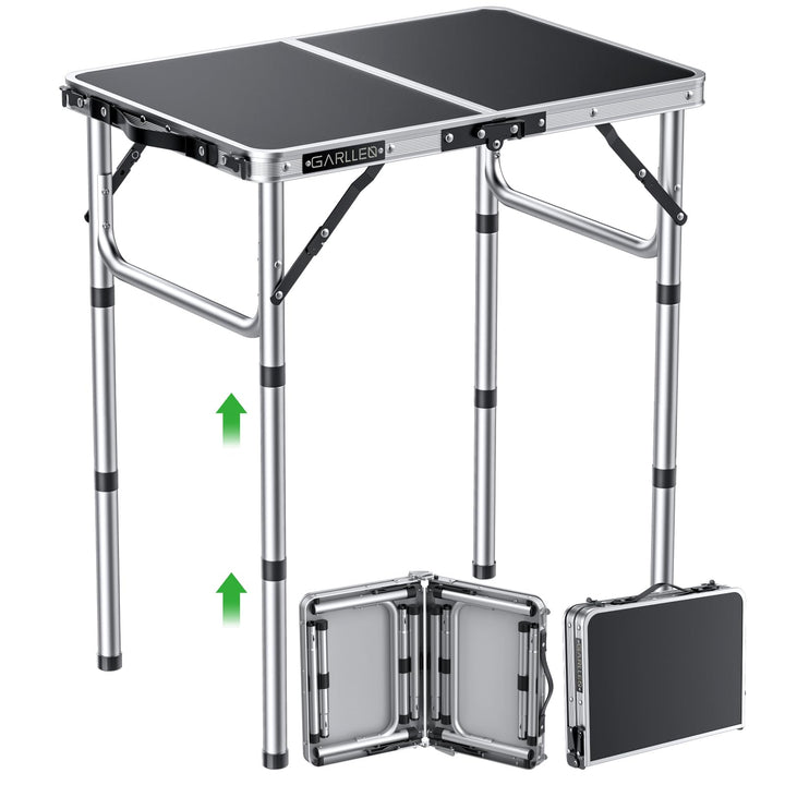 GARLLEN Campingtisch klappbar, 58x40cm & 3 einstellbare Höhen(26/48/70cm), Klapptisch Camping Tisch,