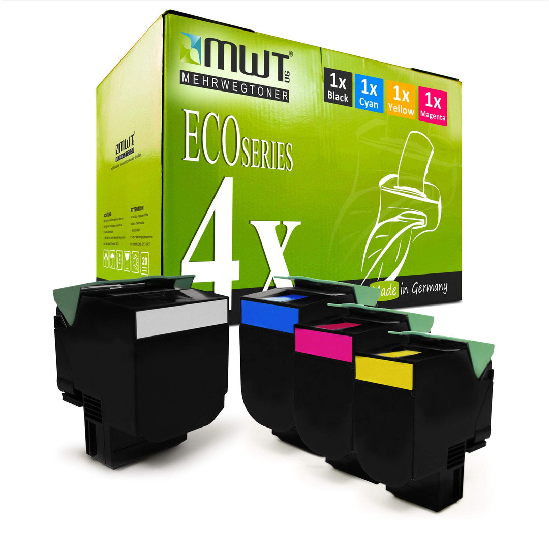 Mehrwegtoner 4X XL Toner im Set kompatibel für Lexmark CS417dn CS517de CX417de CX517de ersetzt 71B0H