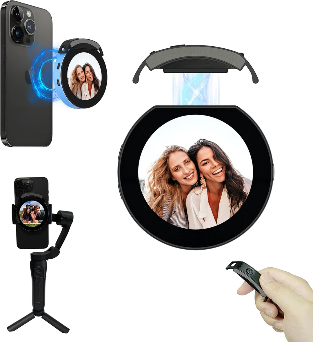 Magnetischer kabelloser Selfie-Monitor-Bildschirm für iPhone und Android, 1200 mAh mit Bluetooth-Fer