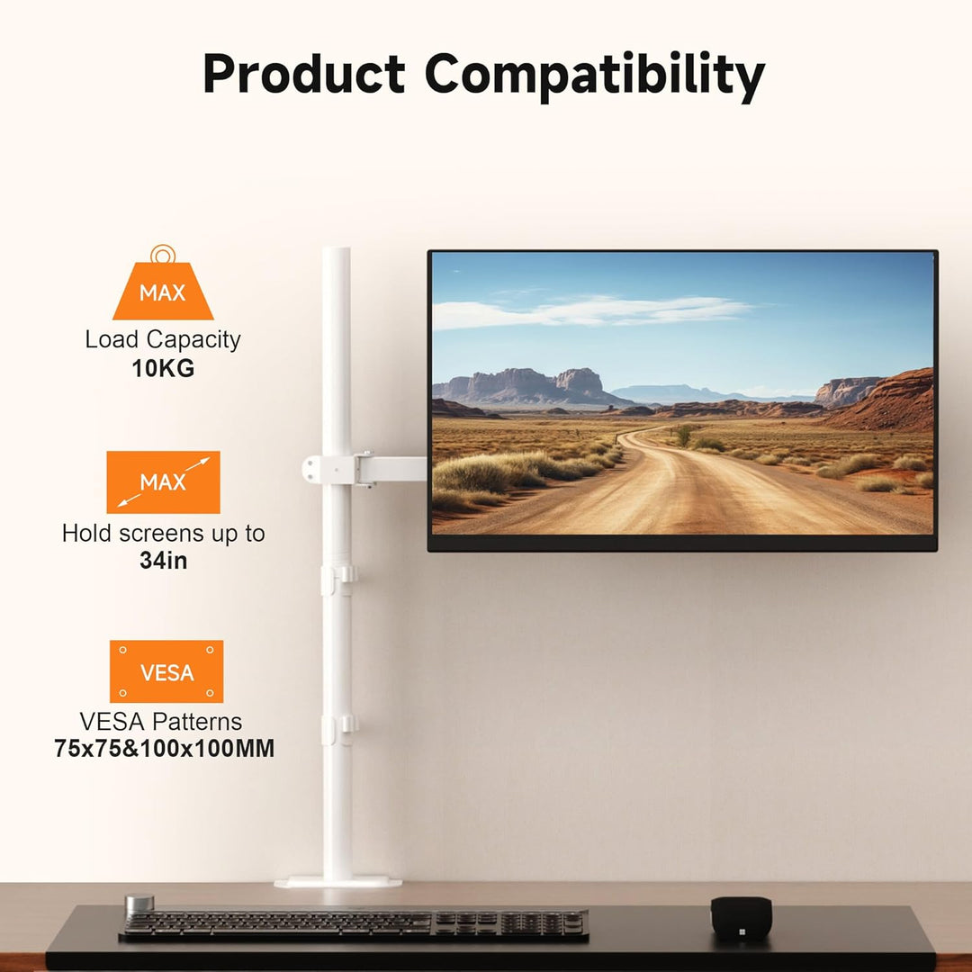 Bracwiser einzelnen Voll einstellbare Stehhöhe Monitorarm Standhalterung 800 mm hoch für Monitor Com