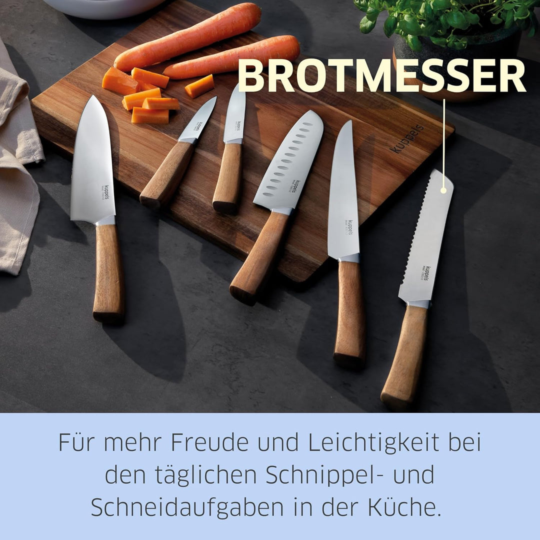 Kuppels Brotmesser WOOD | Brotmesser mit Wellenschliff | Klingenlänge 20 cm | scharfes Küchenmesser