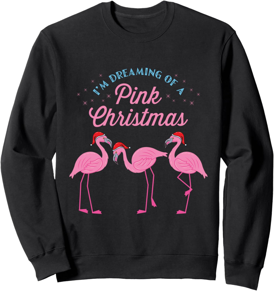Ich träume von einem rosafarbenen Weihnachtsflamingo Santa Tropical Sweatshirt