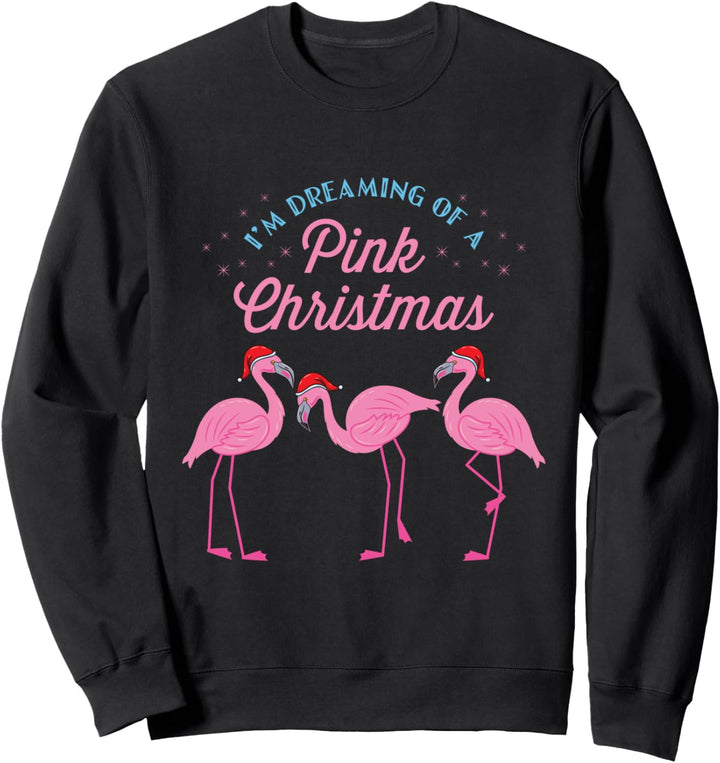 Ich träume von einem rosafarbenen Weihnachtsflamingo Santa Tropical Sweatshirt