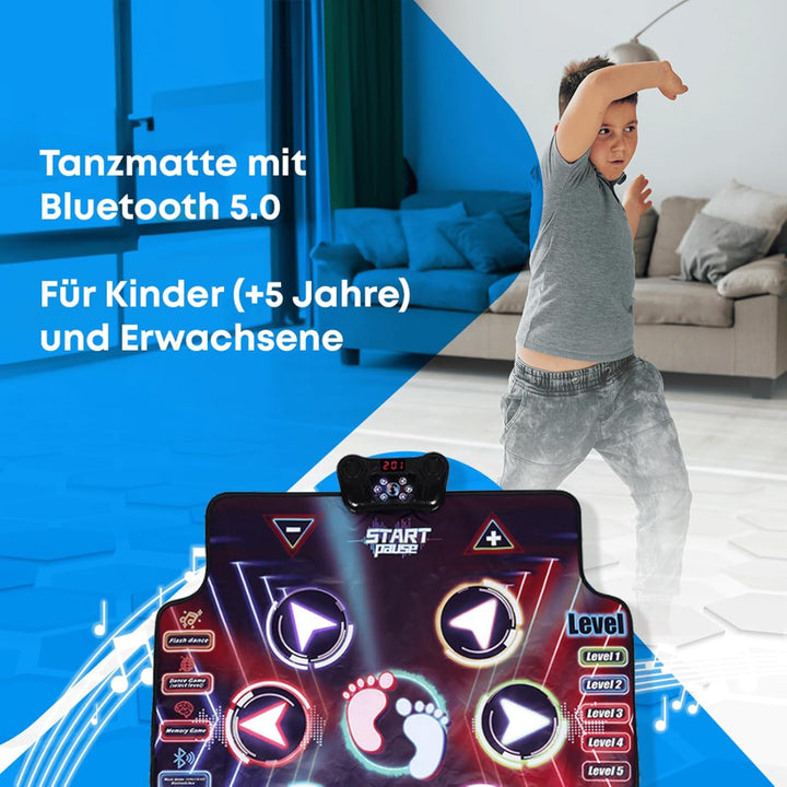 NK Tanzmatte Kinder +5 Jahre und Erwachsene mit Bluetooth 5.0 - Spielzeug musikmatte 7 Spielmodi, Ge