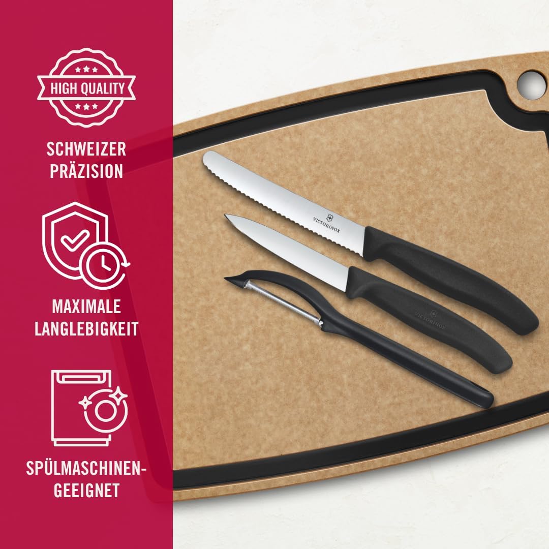 Victorinox, Swiss Classic, Profi Gemüsemesser-Set mit Schäler, 3-teilig, , Robuster Kunststoffgriff,