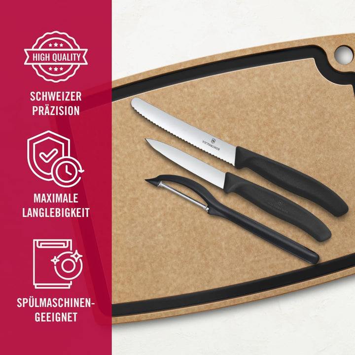 Victorinox, Swiss Classic, Profi Gemüsemesser-Set mit Schäler, 3-teilig, , Robuster Kunststoffgriff,