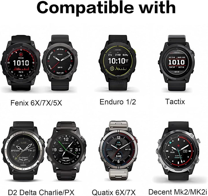 Armband für Garmin Fenix 7X, 26mm Echte Leder Ersatzarmband Quick-Fit Uhrenarmband für Garmin Fenix