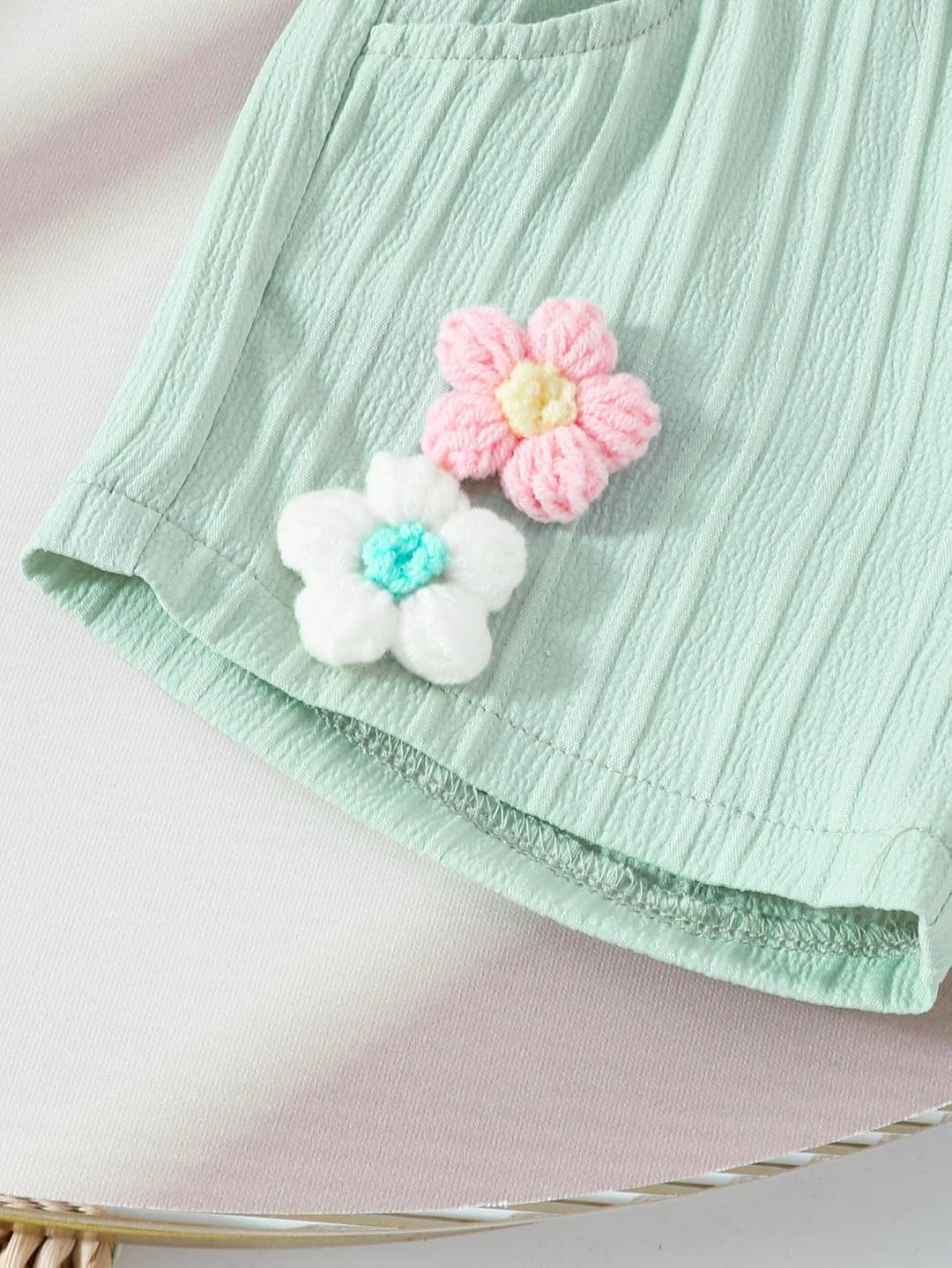 Kleinkind Baby Mädchen Kleidung Blumen Rüschen T-Shirts Tops Shorts Süsse Sommer Kleidung Sets 18-24