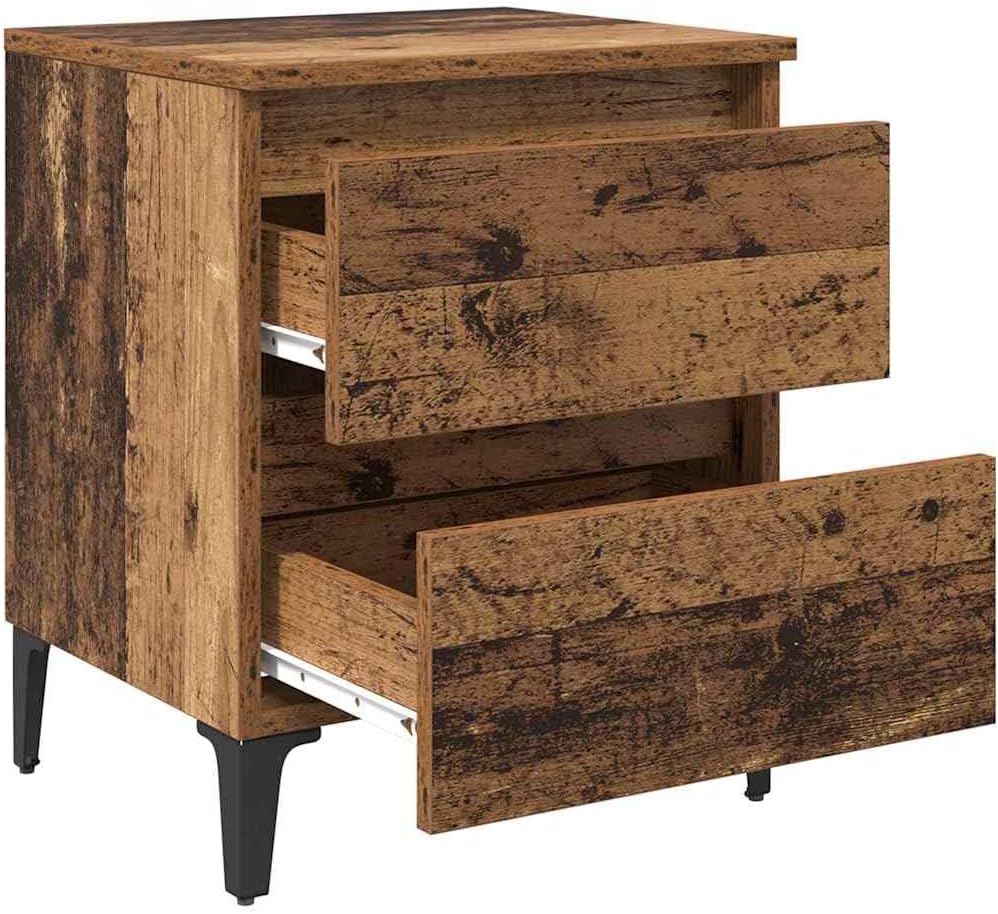 vidaXL Bettkommoden 2 Stück Alter Holz 40x35x50 cm Spanplatte Altes Holz, Altes Holz