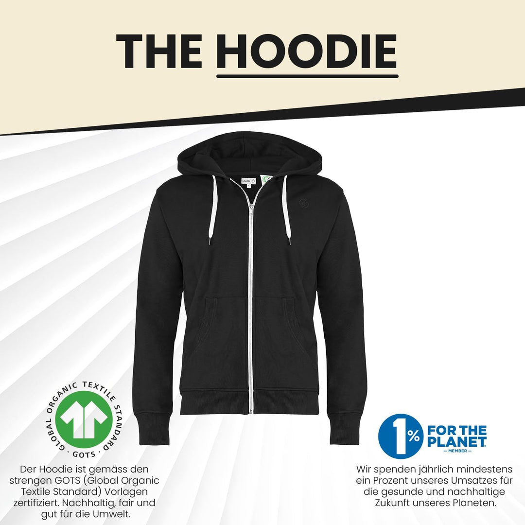 Banqert Herren Hoody | GOTS Zertifiziert | Reine Bio Baumwolle S Black And White, S Black And White