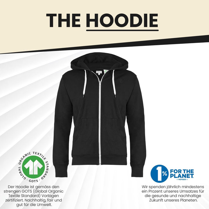Banqert Herren Hoody | GOTS Zertifiziert | Reine Bio Baumwolle S Black And White, S Black And White