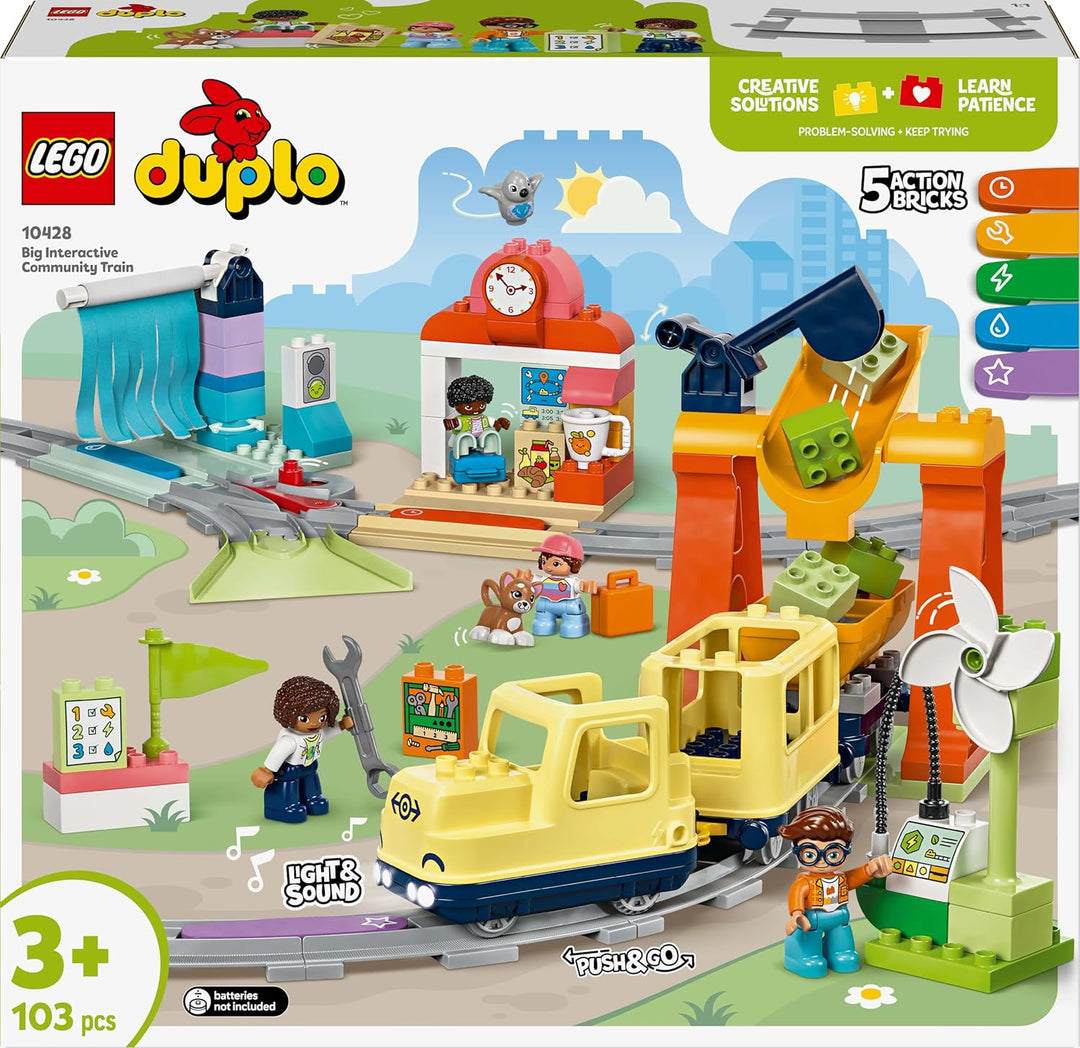 LEGO DUPLO Town Grosse interaktive Eisenbahn, Bauspielzeug für Kleinkinder ab 3 Jahren, Push & Go Lo