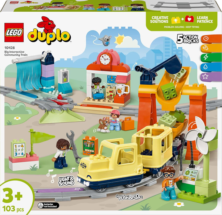 LEGO DUPLO Town Grosse interaktive Eisenbahn, Bauspielzeug für Kleinkinder ab 3 Jahren, Push & Go Lo