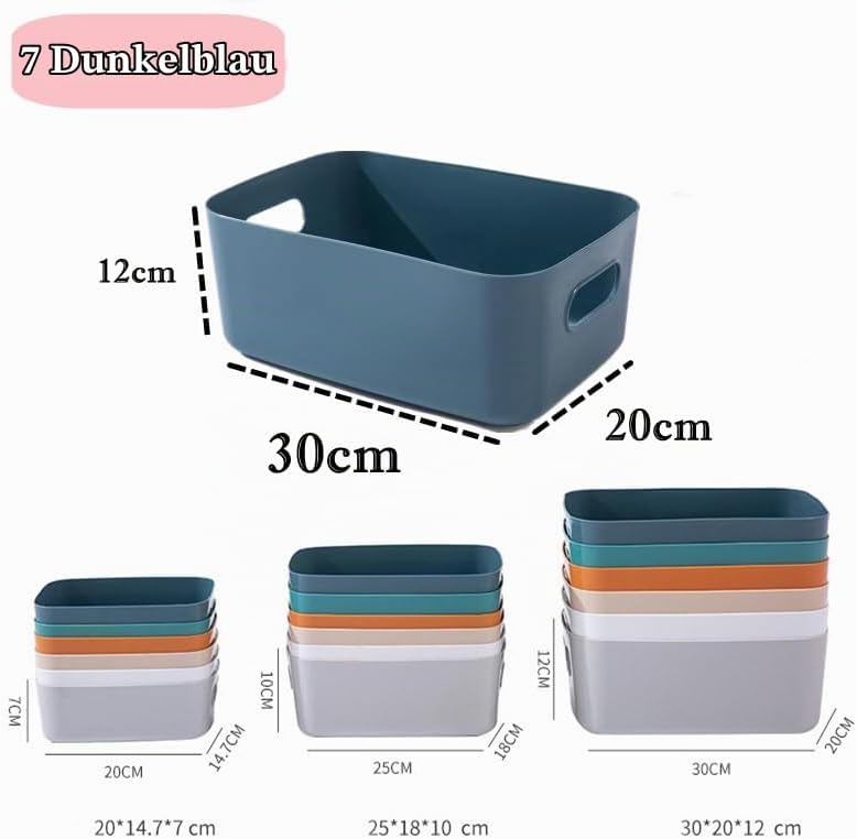 NCRGB 7 Gross Aufbewahrungsbox Kunststoff Aufbewahrungskorb mit Griffen 30×20×12cm,Badezimmer Küchen