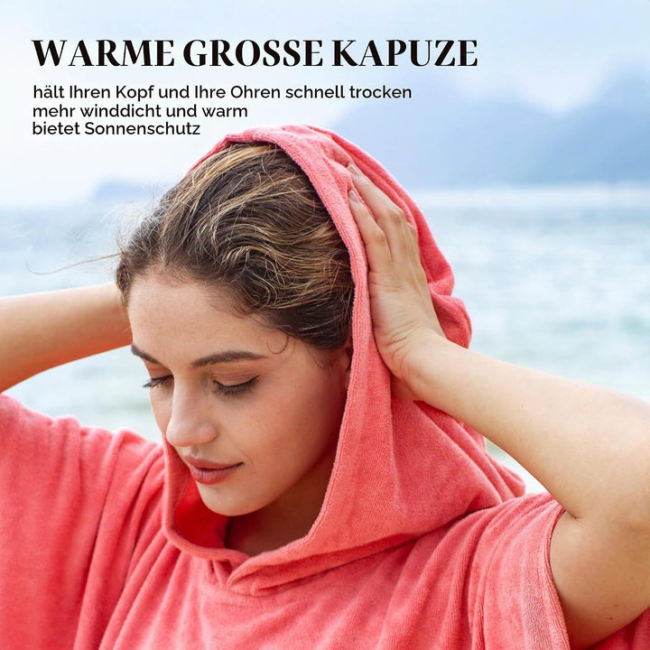 Kato Tirrinia Mikrofaser Surfponcho Handtuchkleid Badeponcho Damen Herren, Lang Surf Poncho Sauna Ba