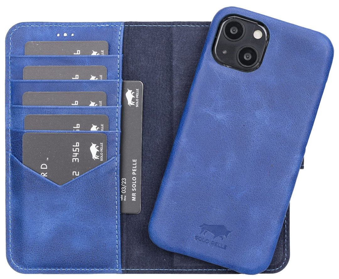 Solo Pelle Lederhülle kompatibel für iPhone 13 in 6.1 Zoll abnehmbare Hülle (2in1) inkl. Kartenfäche