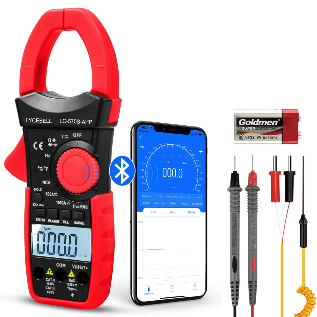 LYCEBELL Digital Stromzange Multimeter, LC-570S-APP True RMS Digitaler Strommesszange Multimeter für