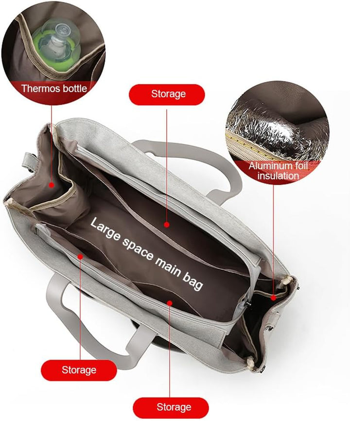 Wickeltasche Kinderwagen Damen Wasserdicht, mit 2 Kinderwagen Haken &amp; Isoliertasche, Elegante Wickel