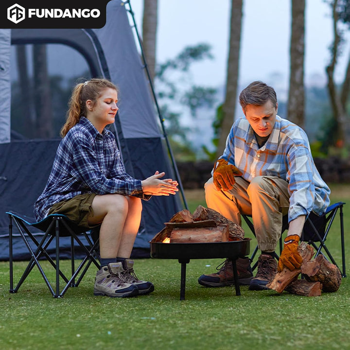 FUNDANGO Campinghocker faltbar Outdoor Camping Hocker zusammenklappbar mit Tragetasche, Grau