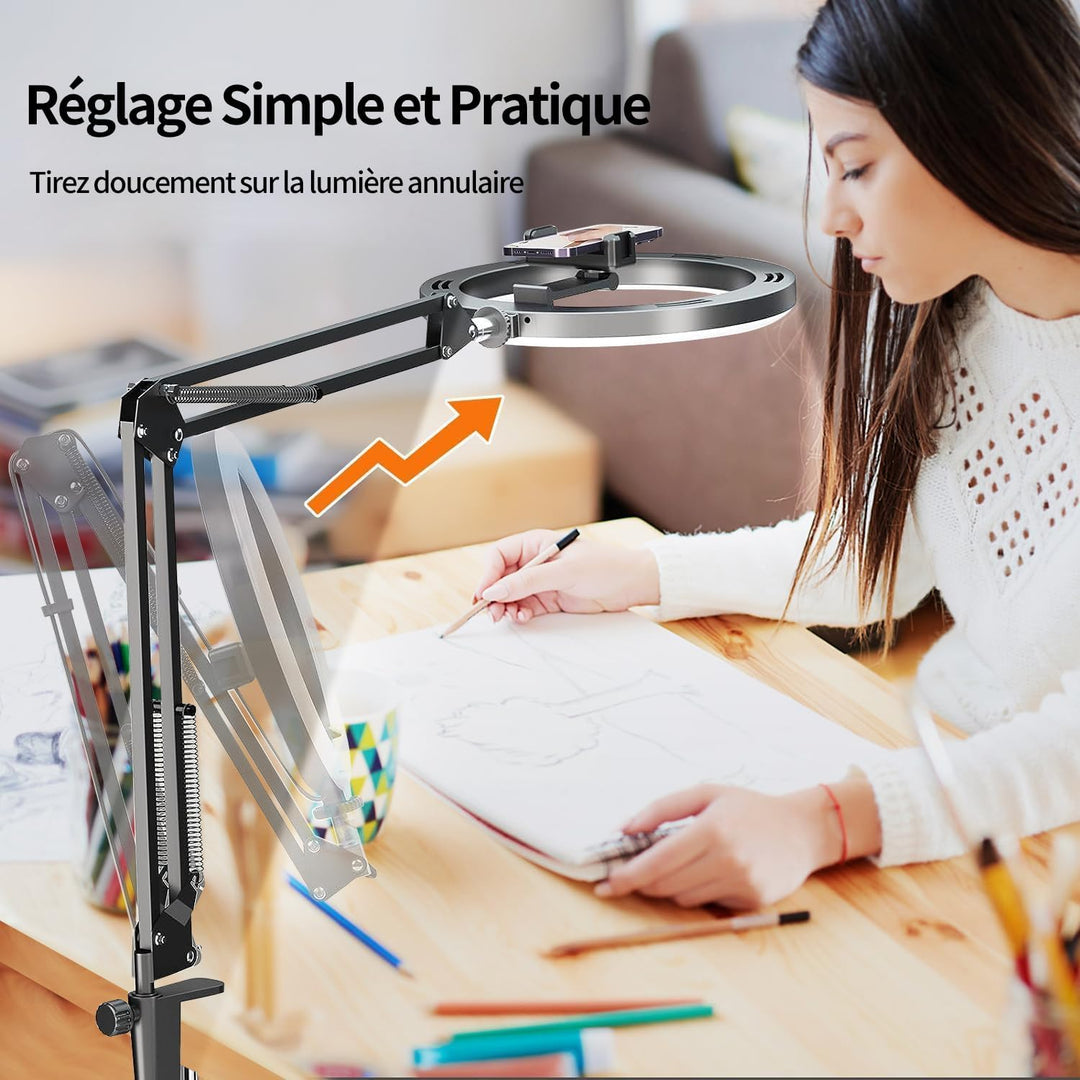 yAyusi Overhead Ringlicht mit Stativ, 360° Drehung Flexibles Tisch Handy Stativ, Overhead Kamera Tis