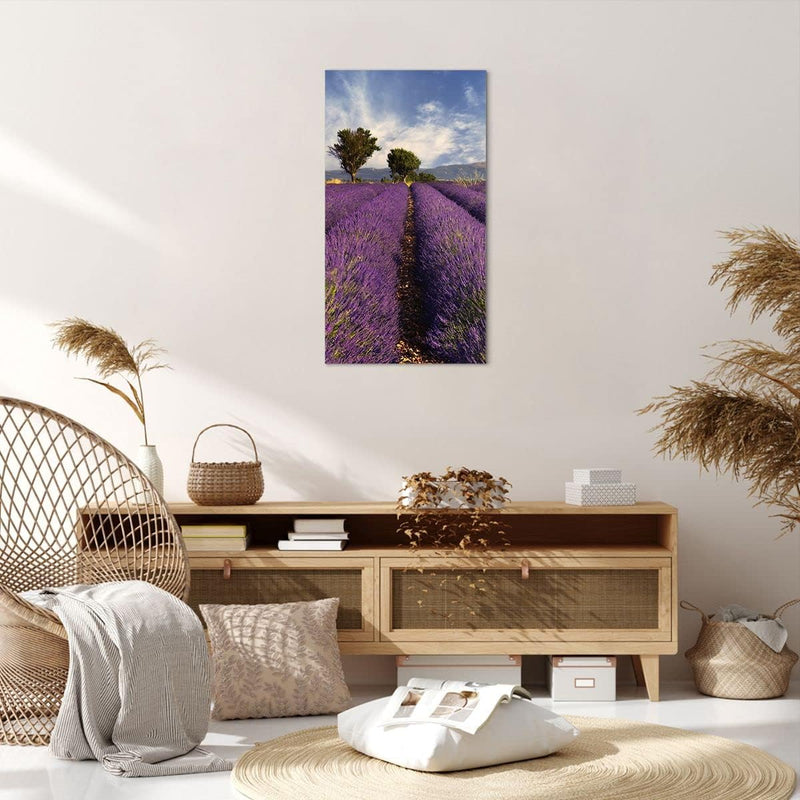 Bilder auf Leinwand 55x100cm Leinwandbild mit Rahmen Landschaft Wiese Pflanzen Gross Wanddeko Bild S