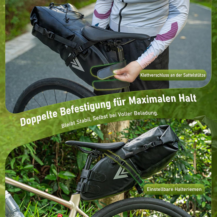 Fahrradtasche Wasserdicht BackLoader Satteltasche - 10L Bikepacking Taschen Fahrradtasche Sattelstüt