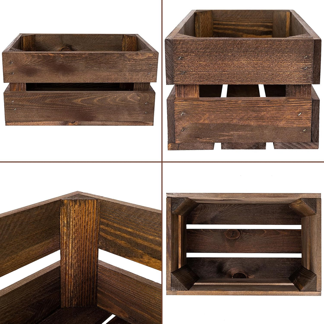Creative Deco 3 x Kleine Holzkiste Wenge | 30 x 20 x 15 cm | Weinkisten Set Obstkiste Holz | Geschli