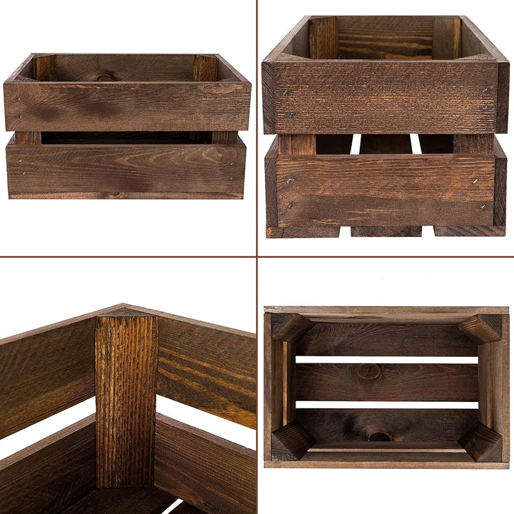 Creative Deco 3 x Kleine Holzkiste Wenge | 30 x 20 x 15 cm | Weinkisten Set Obstkiste Holz | Geschli